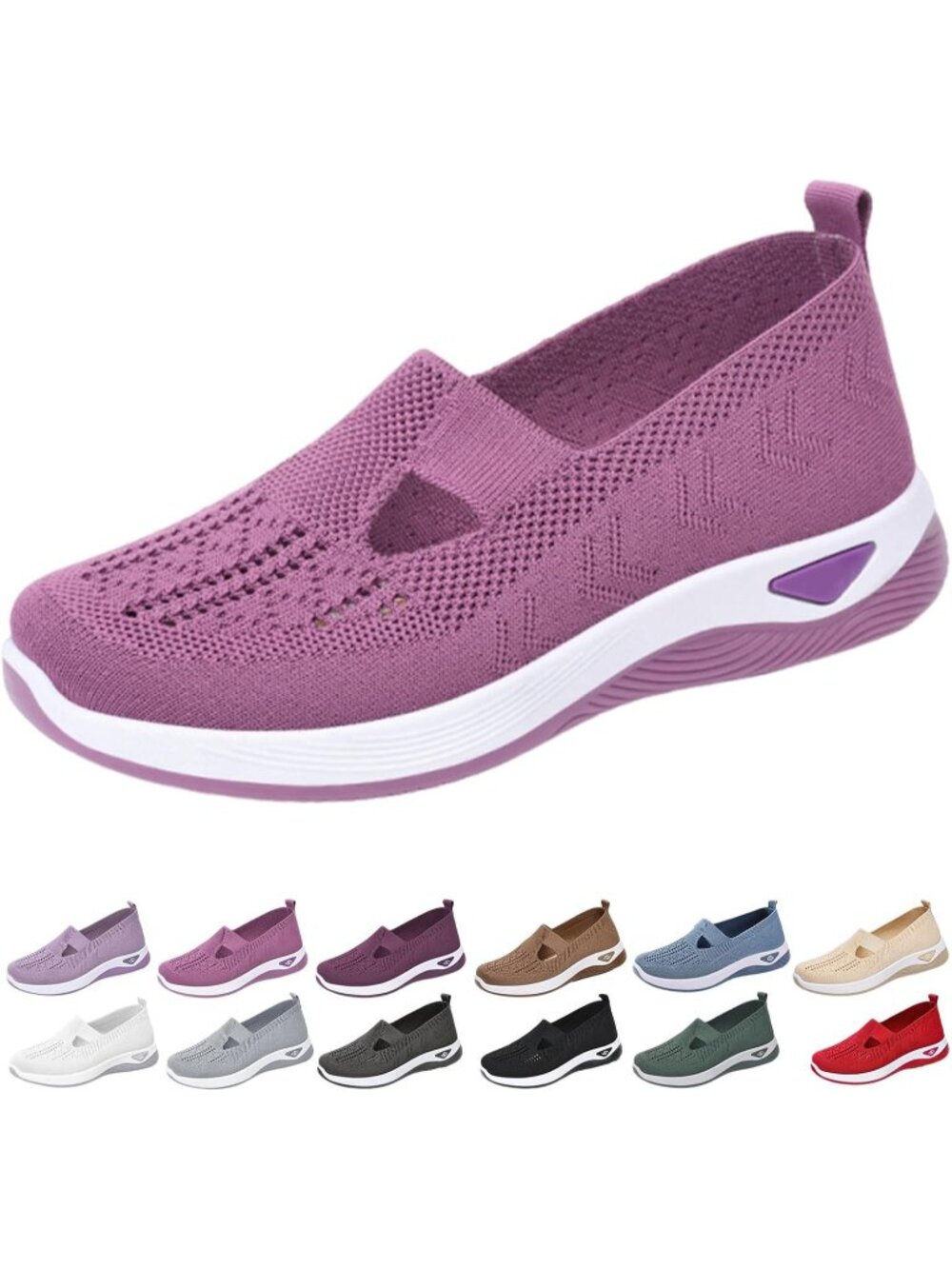 🆕Women's Purple Orthopaedic Woven Breathable  Slip on Walking Shoes Sneakers